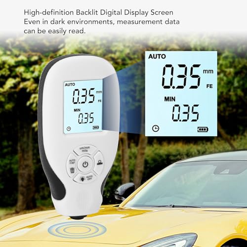 Image of Digital Coating Thickness Gauge with Backlit Display for Car Paint
