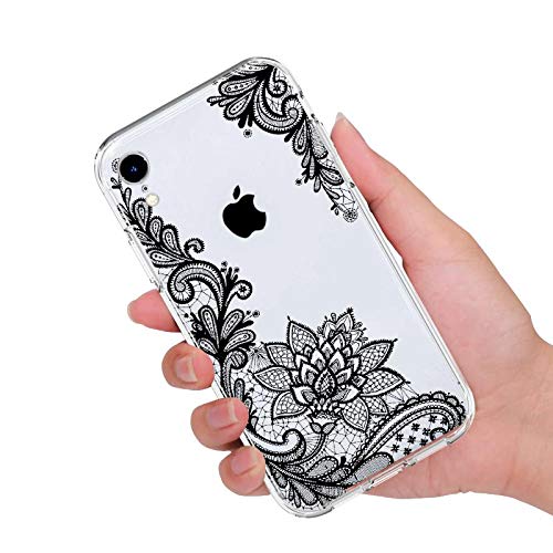 LIYY Black Rose Patterns Clear Pattern Printed Design Soft TPU Silicone