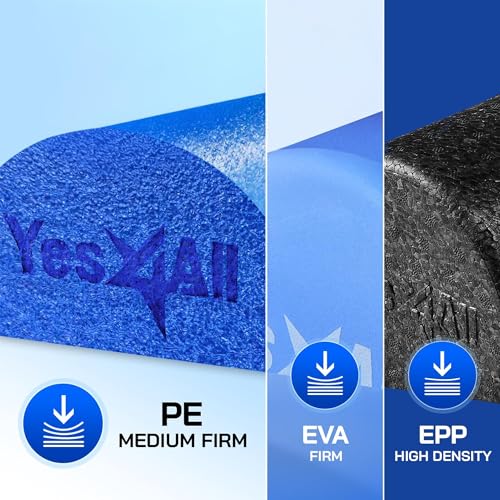 Image of Yes4All Medium Firm Half Foam Rollers for Post-Workout Relaxation, 12 /18 /24 /36 inch PE Foam Roll for Back Massage & Yoga Exercise