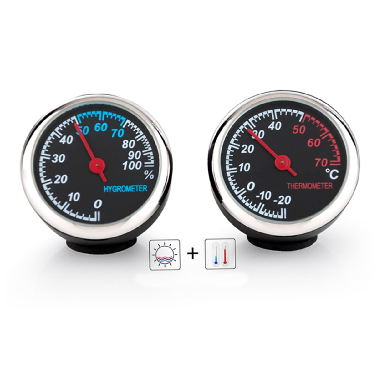 ibasenice Termometro Para Coches 2 Piezas Termómetros Medidor De Humedad Adornos Para Salpicadero De Coche Higrómetro De Coche Higrómetro Mecánico Suministros De Coche Reloj