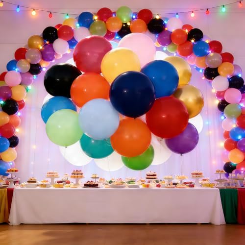 Image of 95 Pcs Rainbow Balloons 18 Inch Assorted Colors Latex Multicolor Bulk Balloon 16 Kinds Colorful Large Balloons for Birthday Wedding Baby Shower Anniversaries Store Party Decorations