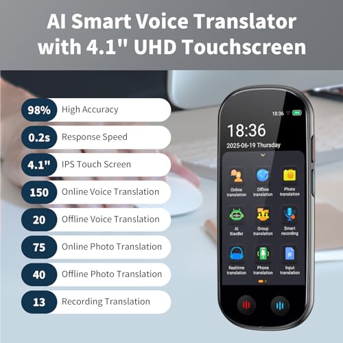 Language Translator Device No WiFi Needed, 2026 Upgraded AI Translator, 150+ Languages Instant Two Way Vioce Translator, Online/Offline/Recording/Photo/Text Translation for Business Learning Travel - Image 3