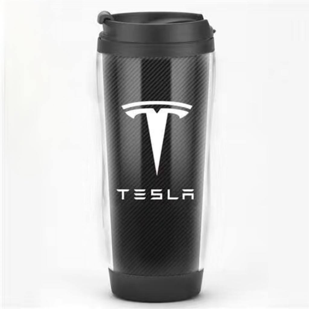 Car Travel Mug for Tesla Model 3 2017-2023,304 Stainless Steel Insulated Water Bottle Coffee Tea Cup Insulated Leakproof Tumblers Vacuum Flasks Emblem Logo Gift Car Accessories,Normal-B