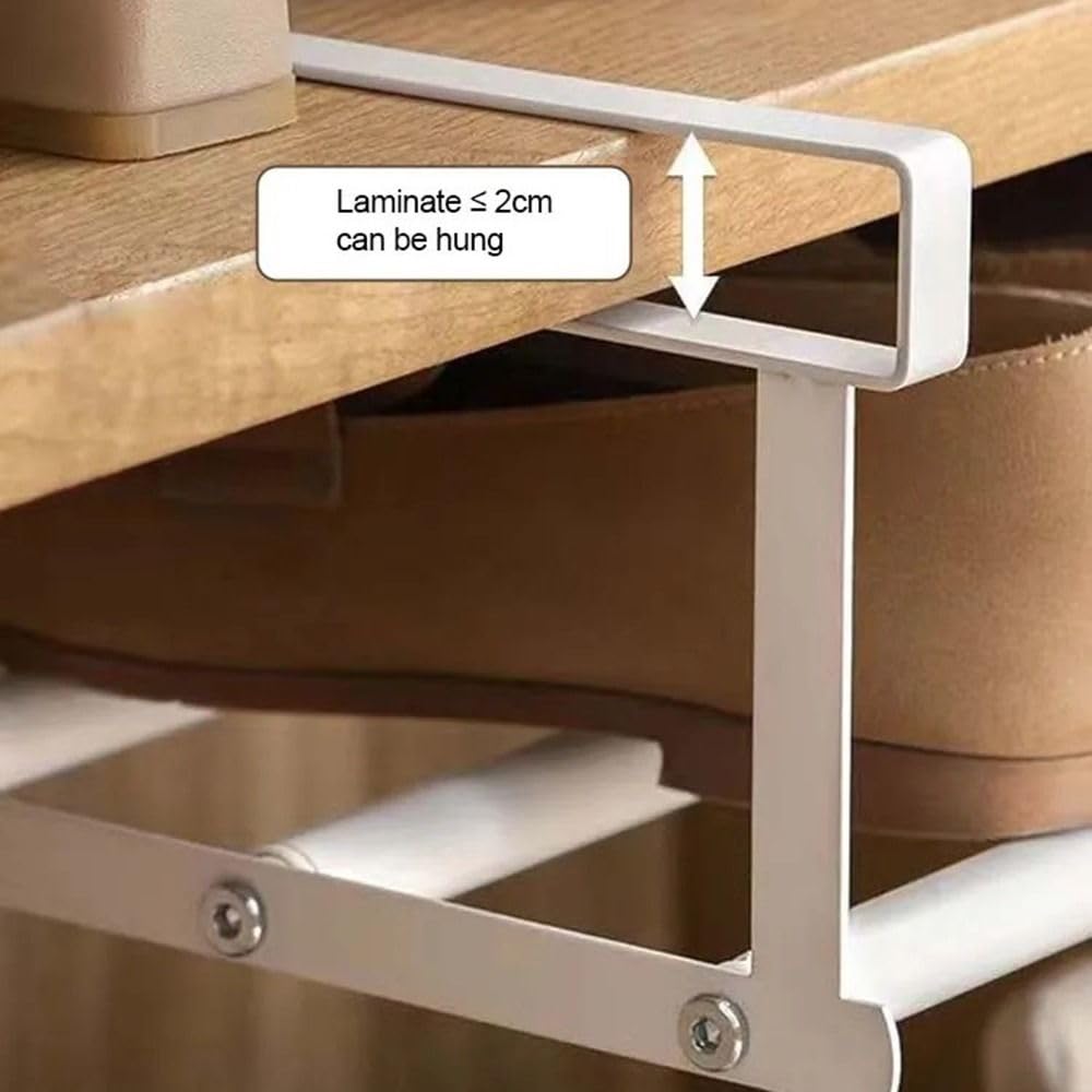 1 étagère à chaussures rétractable multifonction à suspendre avec séparation simple, plateau à chaussures noir et étagères de classe pour des solutions de placard organisées