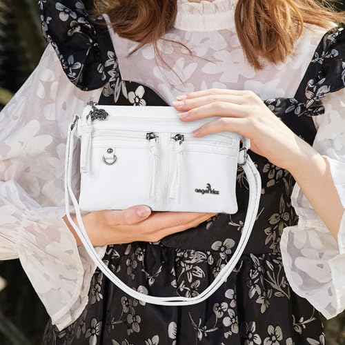 Image of Angel Kiss Small Crossbody Bag for Women Leather Crossbody Purse Triple Compartments Cell Phone Purse Shoulder Bags for Women