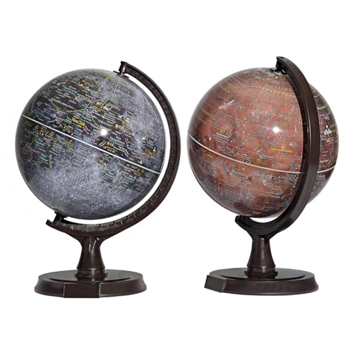 Mapsoft Prime Gray Moon/Red Mars 2 Globe Set, 30cm/12