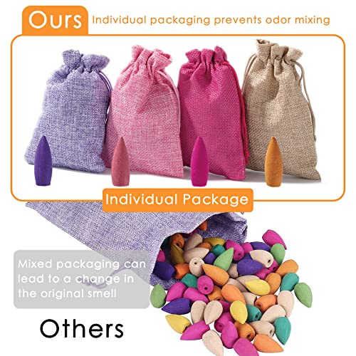 120 Pcs Large Backflow Incense Cones, 4 Mixed Natural Incense Waterfall, Sandalwood Rose Lavender Sakura For Backflow Incense Burner, Relaxation Meditation Yoga Gift #TOP2
