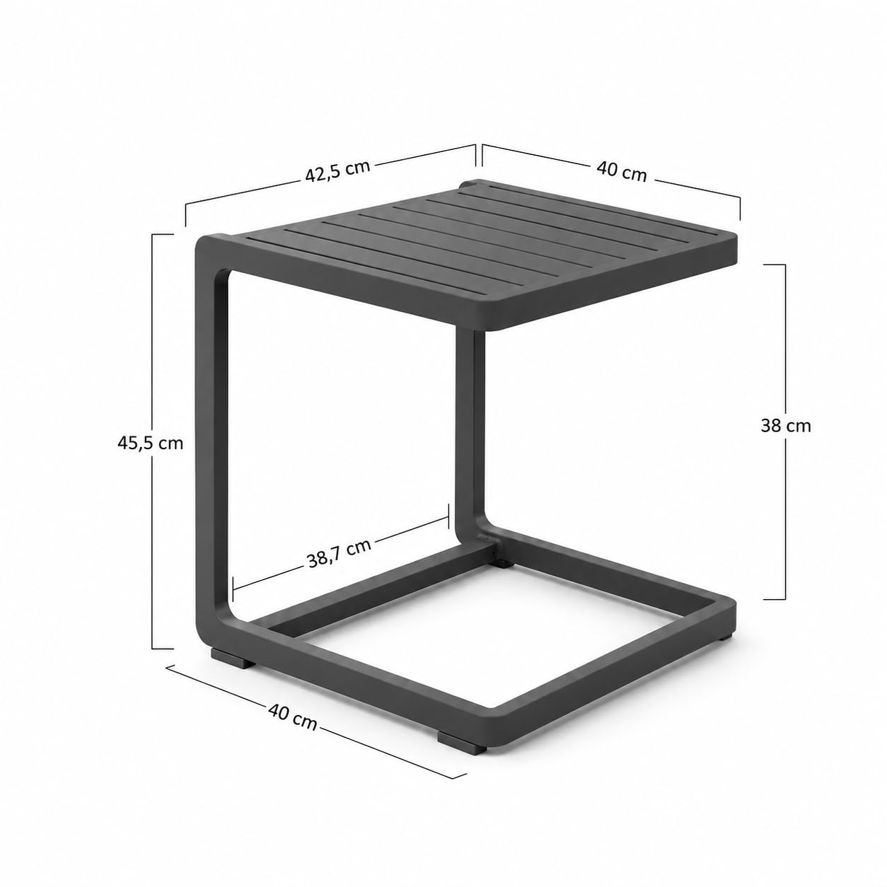 Brigros Estosa - Tavolino Basso da Esterno Chiara in Alluminio Grigio, Tavolo Laterale per Divano Lettino e Salotto Outdoor, Verniciato a Polvere, 41,5x41,5x45 cm