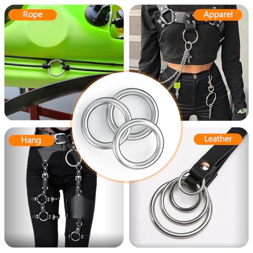 BEYOURD Metal O Rings, 304 Stainless Steel Welded Hardware Rings for Dog Collars & Leashes, Macrame, Ropes, Hanging Straps - Image 5