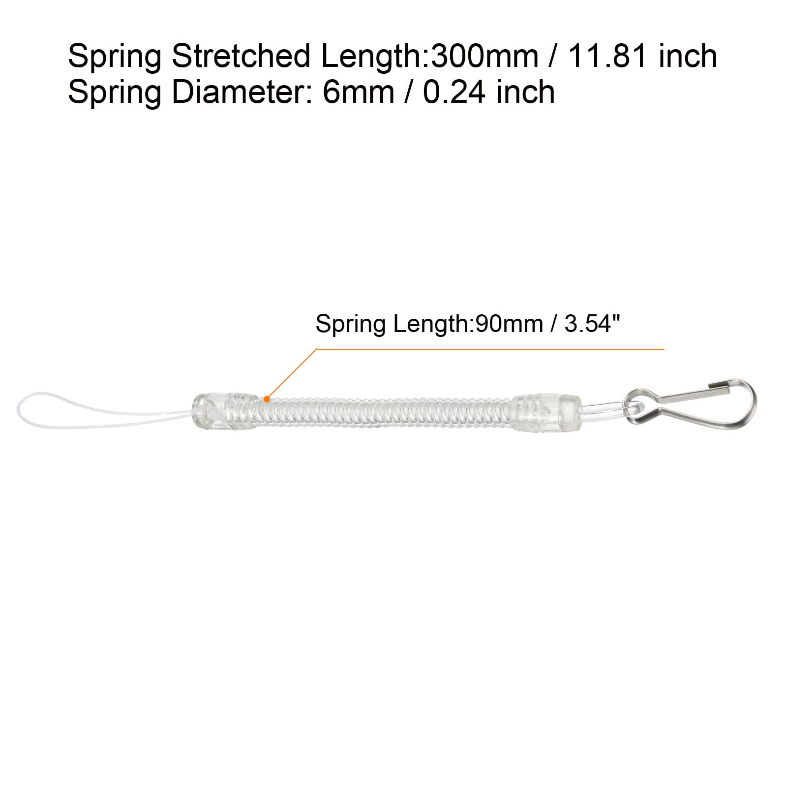 PATIKIL Retractable Spring Coil Strap with Clasp 7.5", 3 Pack Plastic Spiral Stretchy Key Holder Lanyard Cord, Clear - Image 2