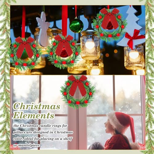 Couronnes pour piliers rustiques de Noël aux baies et herbes denses