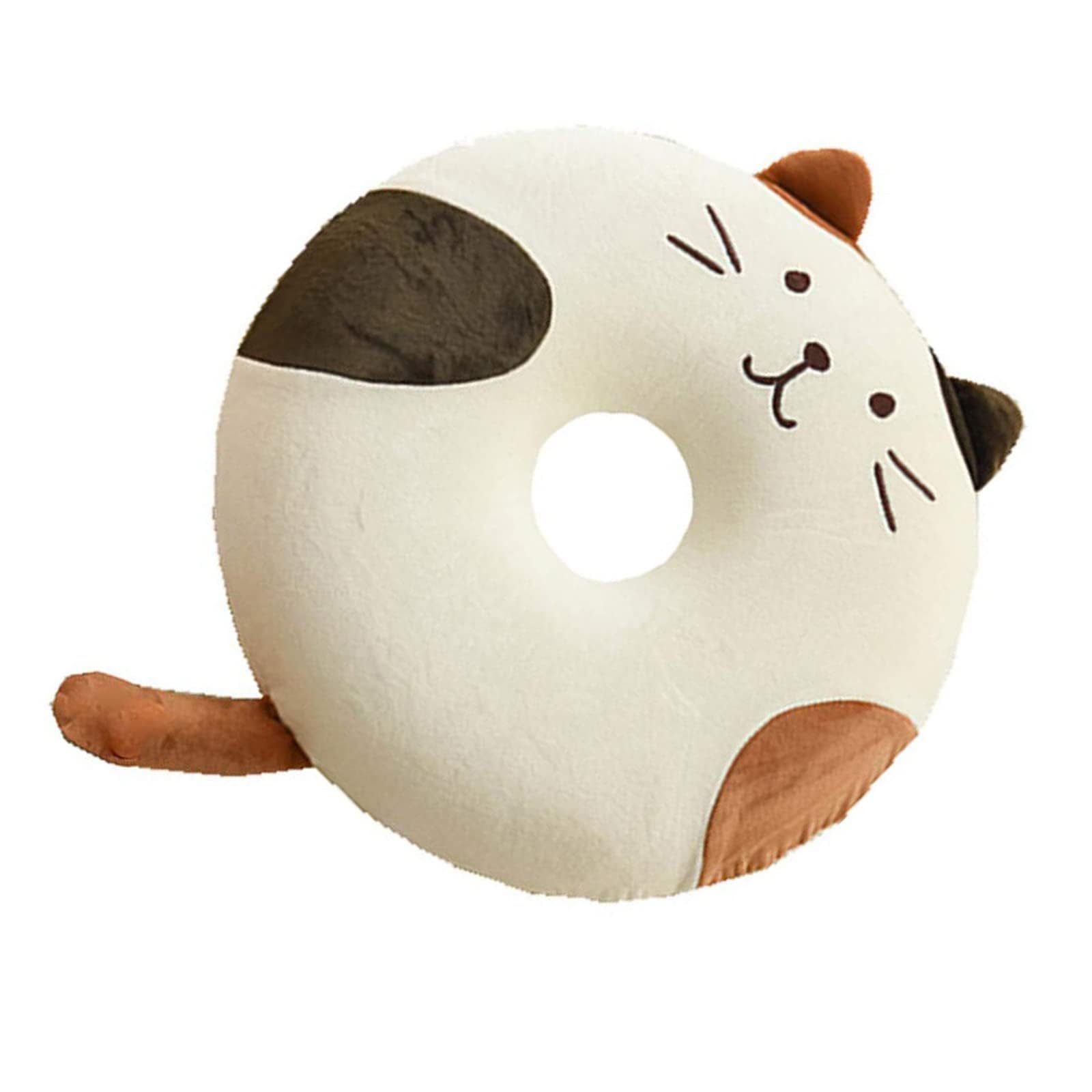 クッション 座布団 円座クッション ドーナツ型 腰当 猫 ねこちゃん ミミとしっぽが可愛い顔型！ シートクッション チェアパッド 椅子用 丸 かわいい 可愛い モチフワ 腰対策 痔にも ドーナツ枕 抱き枕