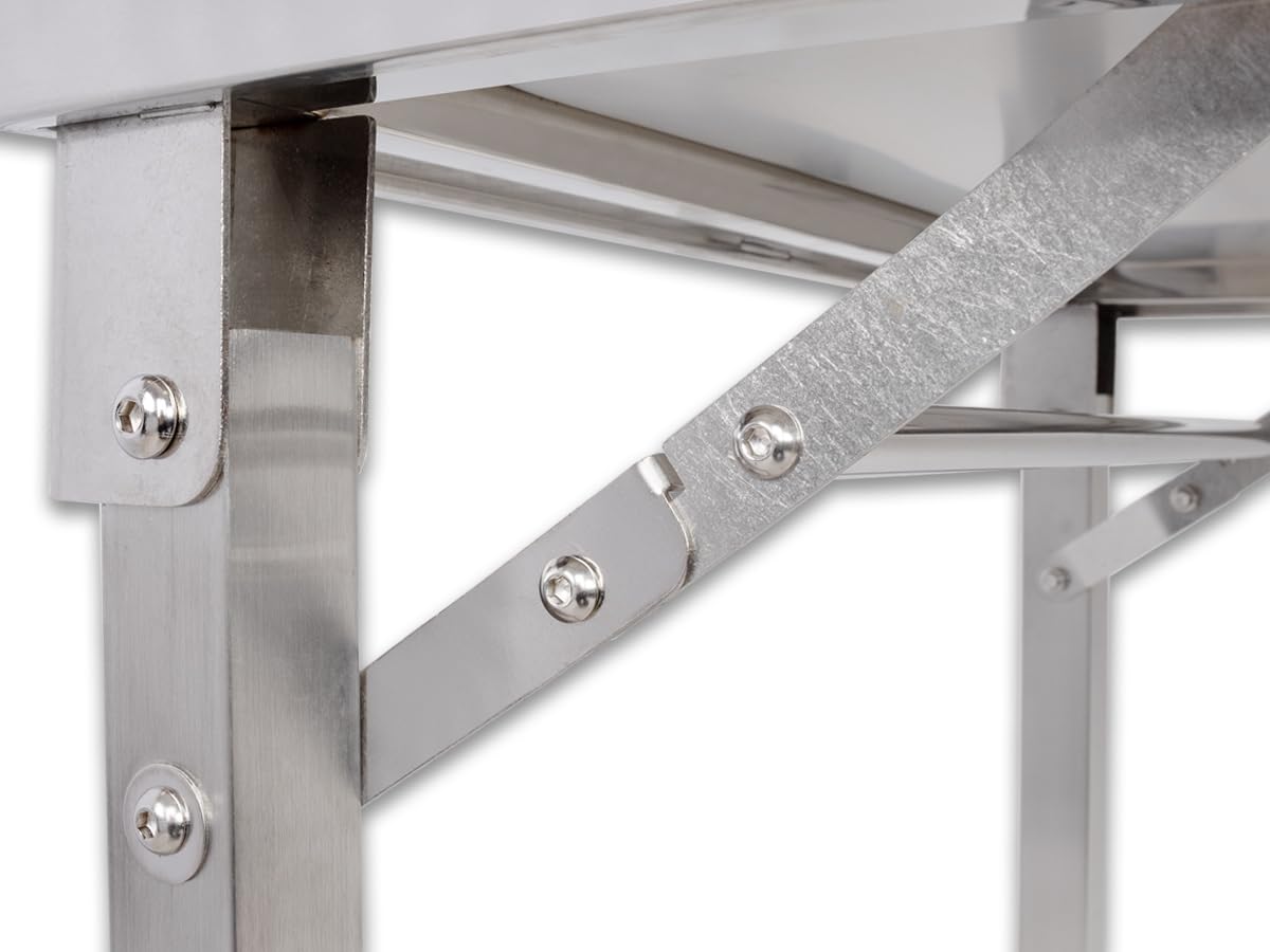 Beeketal Wild-Zerlegetisch & Metzgertisch BAZ1090-L – Edelstahl Klapptisch für Jäger & Hobby-Metzger, inkl. LDPE-Schneideplatte & Abfall-Aussparung, 1090x670x950 mm, klappbar