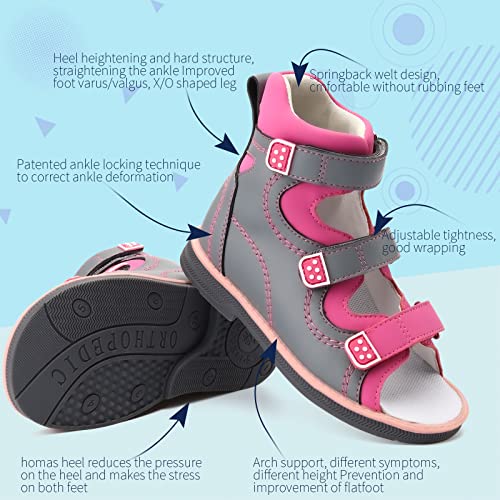 princepard Orthopedic Corrective Sandals for Kids,Children Summer High Top Shoes for Girls and Boys with Arch and Ankle Support,Anti-slip Soles4