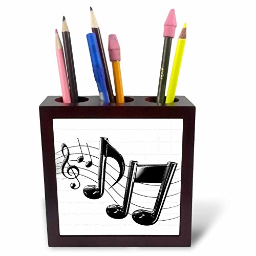 3dRose ph_4105_1 Music Notes Tile Pen Holder, 5-Inch