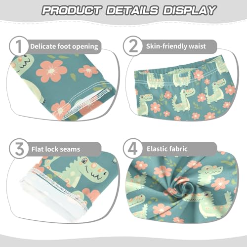 Crocodile Floral Animal Girls Casual Leggings for Kids Printed Long Pant Bottoms Stretch and Soft3