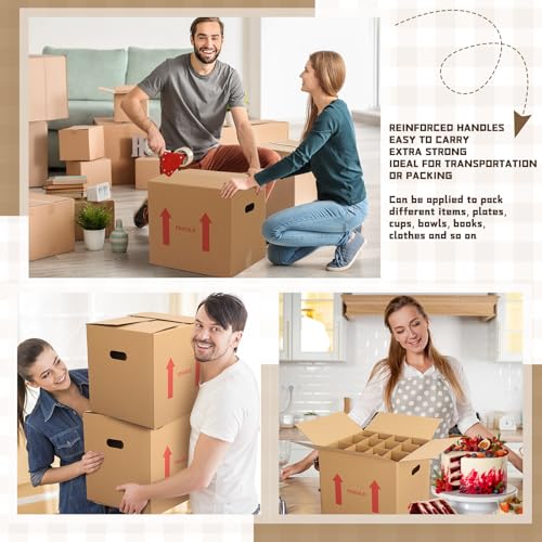 Image of Tatuo 10 Pack Wine Box for Moving, 12 Bottle, with Divider, 14 x 12 x 13 in | Liquor Shipping Packing Box Bulk, Corrugated Cardboard, Reinforced Bottom, Break Resistant, Heavy Duty, Cellar Storage