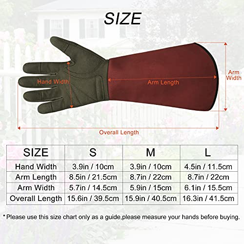 Barst Long Sleeve Gardening Gloves, Synthetic Leather Rose Pruning Gloves Thorn & Puncture Resistant Floral Gauntlet Garden Glove With Adjustable Cuff For Bushes Cacti Medium #TOP6
