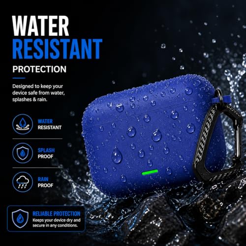 Image of Anvique Silicone Case Cover for Realme Buds T500 Pro, Shockproof Protective Earbuds Cover with Keychain Hook, Anti-Scratch Soft Silicone Skin, Full Body Protection Case (Blue T)
