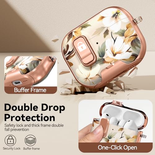 Image of for AirPod Pro 3 Case 2025, with Safty Lock & Phone Stand for Floral AirPod Pro 3 Generation Case Cover for Women Girly, iPod Pro 3 Cases with Keychain & Cleaner Kit -Brown Dead Leaf Flower