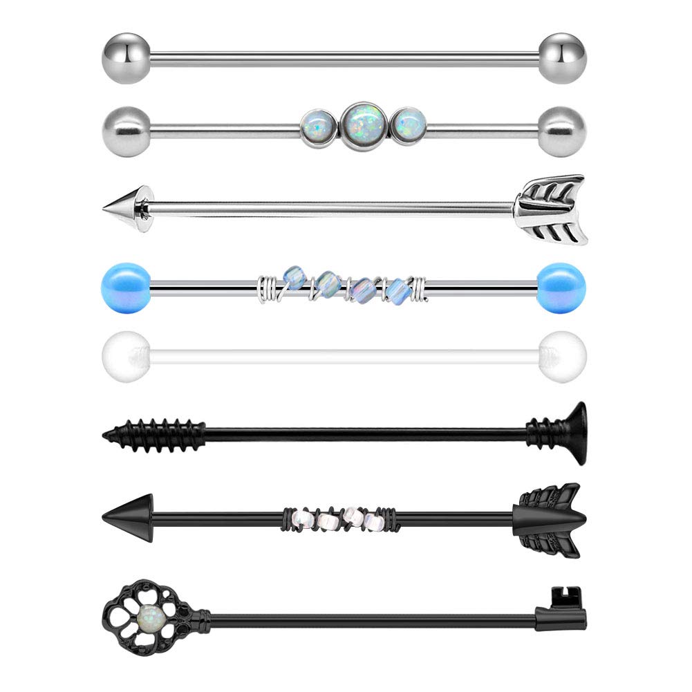 Mayhoop 14G Industrial Barbell 316L Surgical Stainless Steel Earring Cartilage Body Piercing Jewelry 38mm 1&1/2 Inch Industrial Piercing Bar Silver