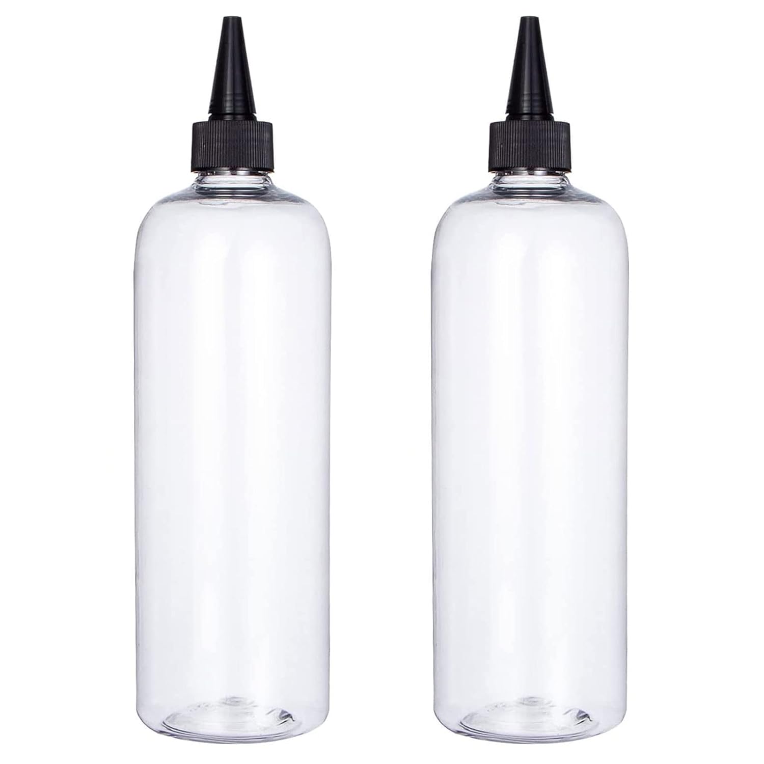 Applicator Bottle for Hair, 16.9 ounce Hair Color Applicator Bottle 2 Pack Squeeze Bottle Transparent Oil Bottles for Hair, PET Plastic Refillable Bottles with Twist Top Cap