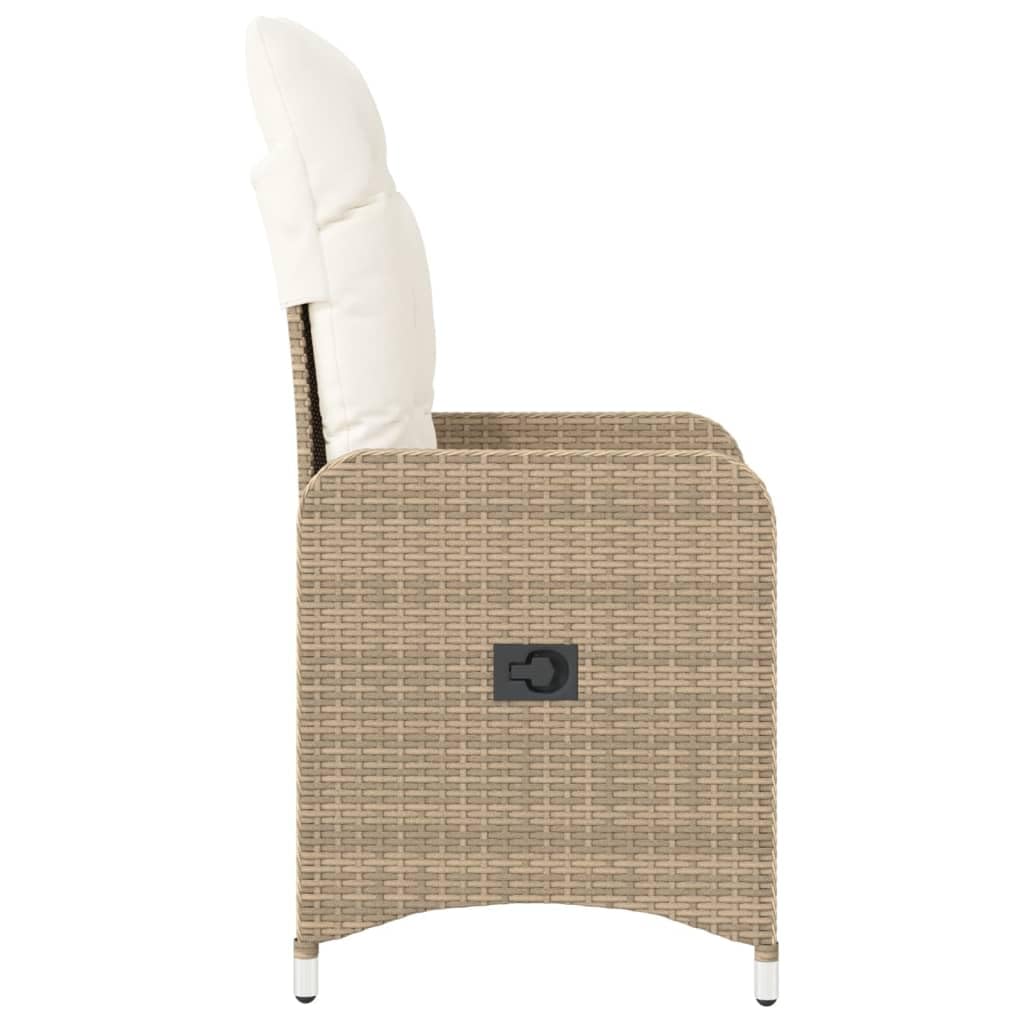 Poltrona da giardino regolabile con cuscino, 2 pezzi, beige, poly rattan, PE intrecciato, rivestimento rimovibile, telaio in acciaio per esterni Relax