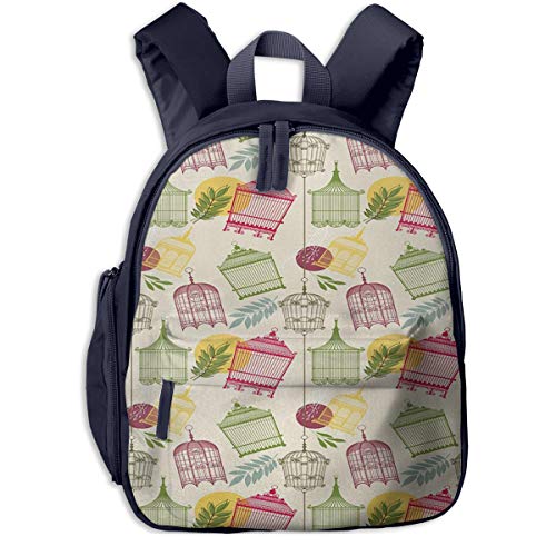 Preisvergleich Produktbild Kinderrucksack Victorian Birdcages Leaf Times Haustiere Babyrucksack Süßer Schultasche für Kinder 2-5 Jahre