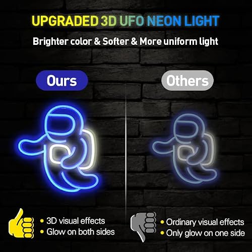 IMEGINA Astronaut Neon Light Projector, Space Led Signs for Bedroom Wall Decor USB Powered with Switch 14.1x12.6 Inch, Cool Neon Sign for Living Gaming Room, Kids Birthday Gift (Blue) - Thumbnail 3