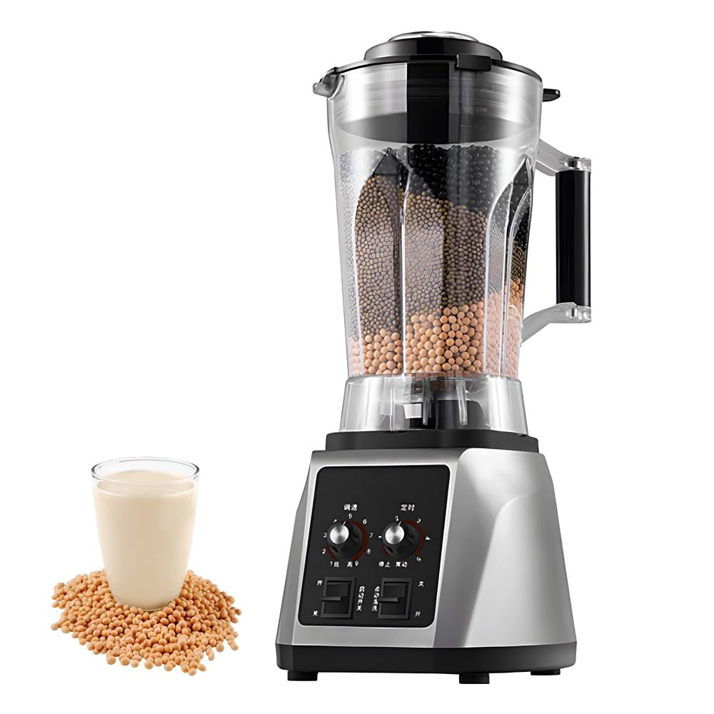 Frullatore commerciale, frullatore di frullato 6L, frullatore professionale ad alta capacità da 2200W con timer, coltello in acciaio a 8 leme, 9 velocità regolabile, tazza spessa, coperchio con chiusu