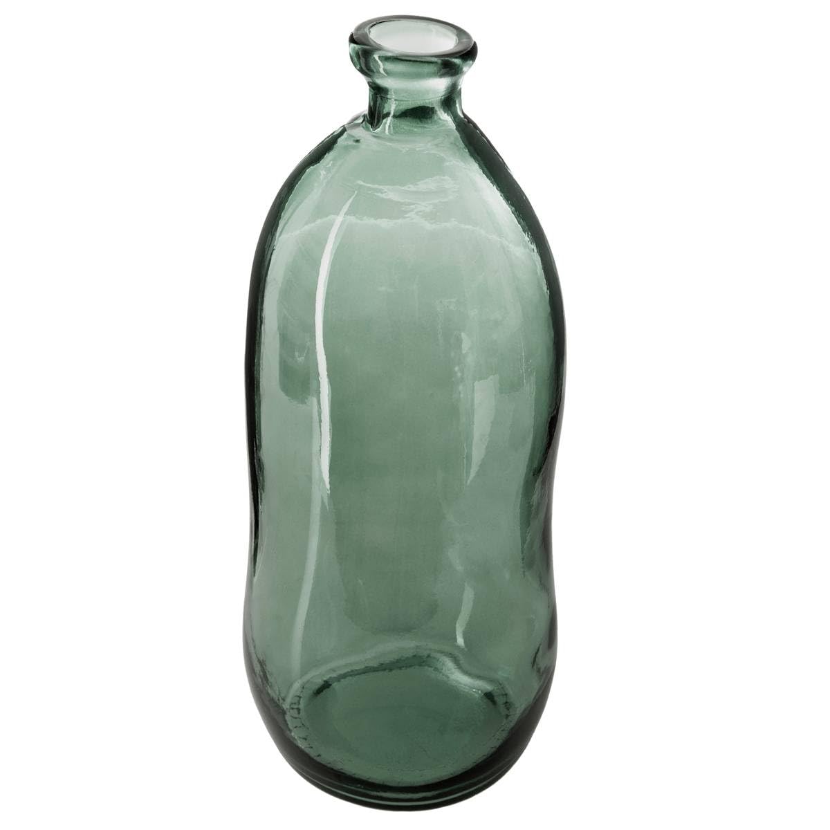 Atmosphera - Grand Vase Dame Jeanne Vert Kaki - D 34 x H 73 cm - Verre Recyclé, Forme Organique - pour Salon, Entrée, Décoration d'Intérieur