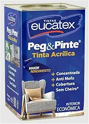 Tinta Eucatex Acrilica Pintura Parede Peg E Pinte 18l Cores Cor Branco/gelo