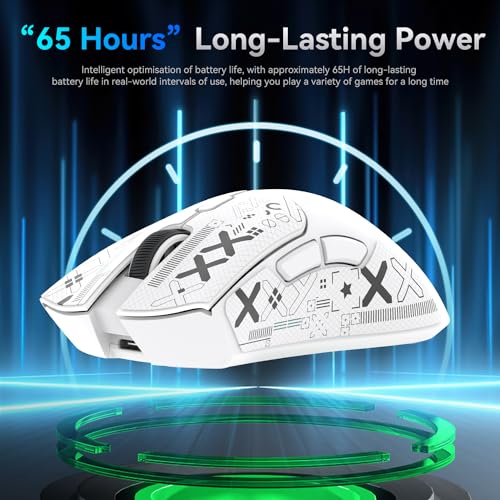 Image of ATTACK SHARK R1 Wireless Gaming Mouse,59g Lightweight Tri-mode BT5.2 /2.4GHz /Wired Computer Mice, PixArt PAW3311 18K DPI Optical Sensor,Programmable Buttons,Long Battery Life Mouse for PC /Mac (White)