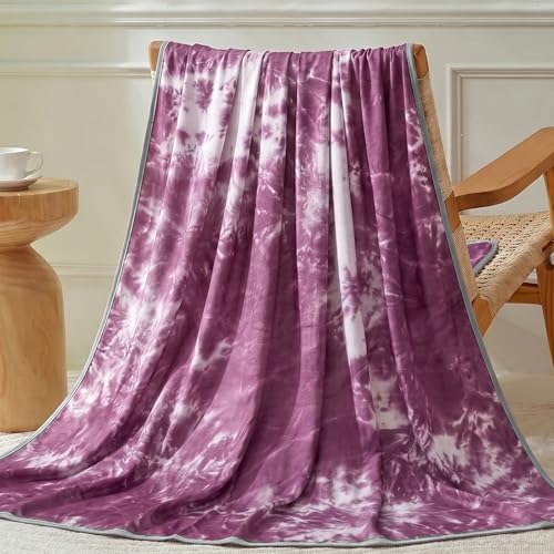 Image of Guohaoi Cooling Throw Blanket for Hot Sleepers, Full Size 60''x90'' Lightweight Breathable Summer Bed Blanket for Couch, Arc-Chill Q-Max >0.5 Cool Fiber,Lightweight Tie Dye Blanket Purple