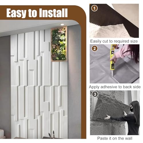 Paneles de pared 3D estriados cubre muros con relieve comedor 5