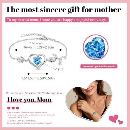 Image of 1CT Rose Heart Bracelet Moissanite Lab-Grown Sapphire Ruby Emerald&More 18K White Rose Gold Plated Anniversary Birthday Gift for Wife Girlfriend Mom Daughter Mothers Day Gift for Mom