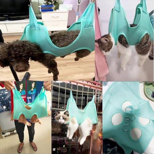 Image of Cat Grooming Hammock Breathable Hanging Harness Restraint Holder Helper for Pet Nail Trimming Cutting Clipping Bathing Claw Care Small Dogs Chihuahua Poodle Puppy Benny Rabbit