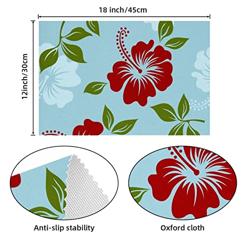 Sets de table de qualité supérieure fleurs rouges et blanches au design végétal soigné - 5