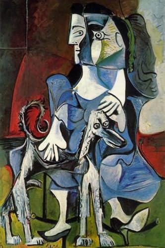 Affiche Picasso Femme avec chien pour sublimer votre décoration de salon