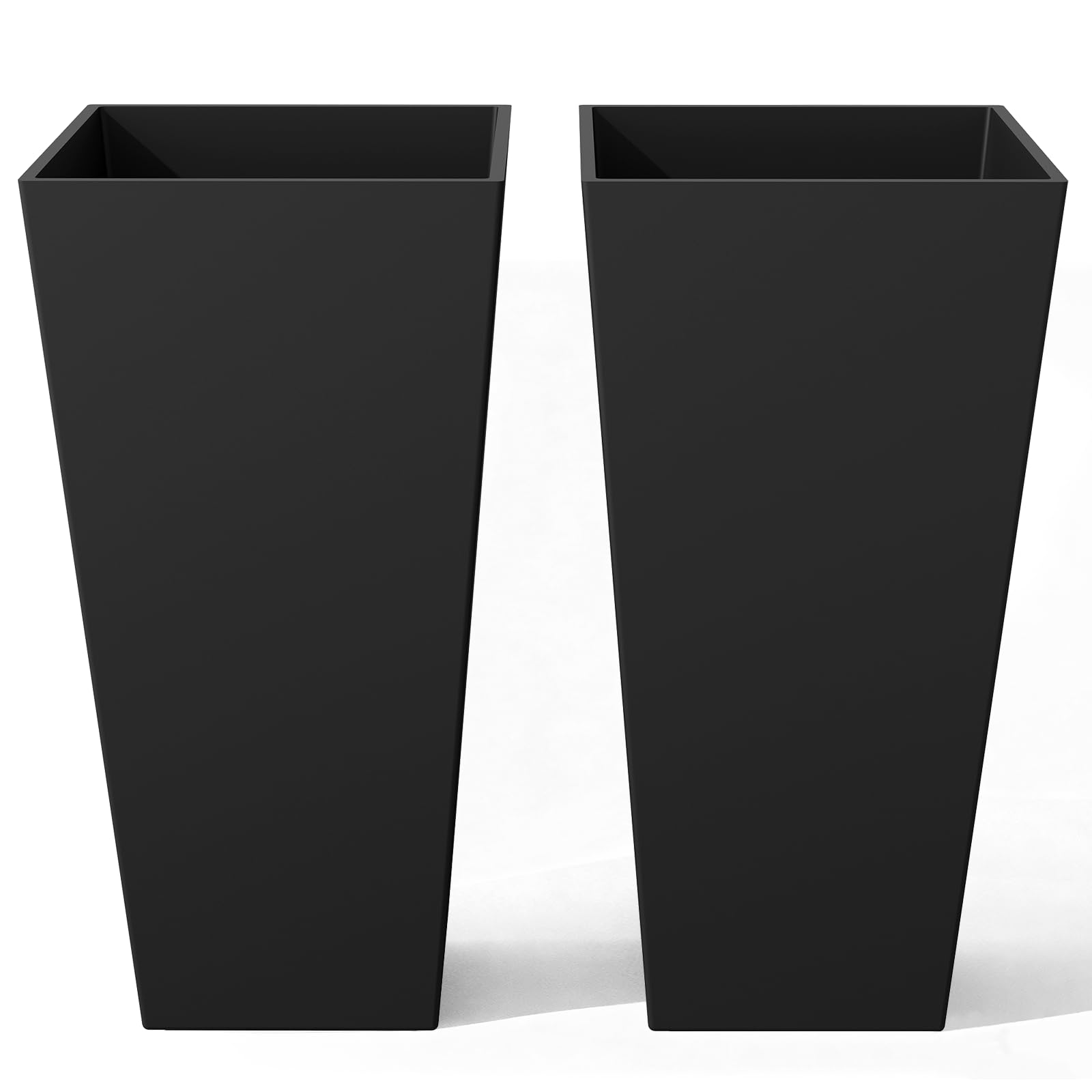 Bamworld 2 Pak Duże Wysokie Plastikowe Doniczki, Stożkowe Doniczki Do Wnętrz I Na Zewnątrz Do Tarasu Werandy Podwórka, Nowoczesna Dekoracja Dla Wysokich Roślin I Traw (Czarny)