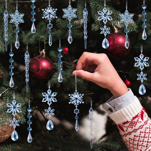 image for OuMuaMua 18pcs Crystal Christmas Ornaments for Christmas Tree Decorati