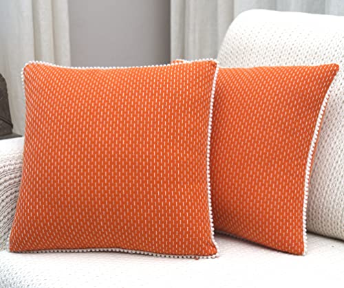 Image of mosey Rectangle Cushion Covers 12x18 | Set of 2 | 100% Cotton | Lumbar Cushion Covers | Retangular Cushion Covers 12 inch x 18 inch Orange