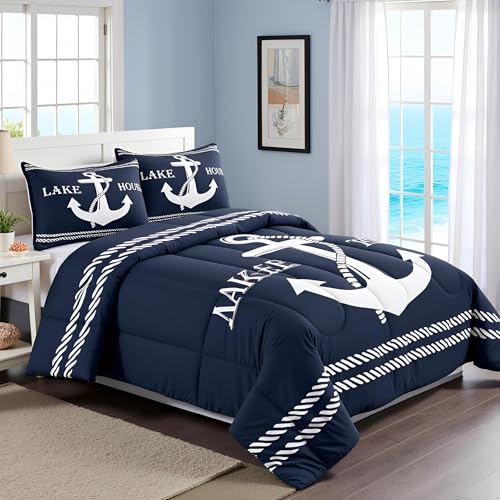 Decoración de dormitorio King premium con motivos de anclas 3