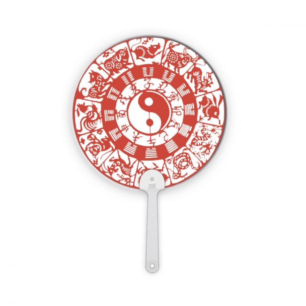 Artisanat éventail chinois taiji et zodiaque aux finitions soignées