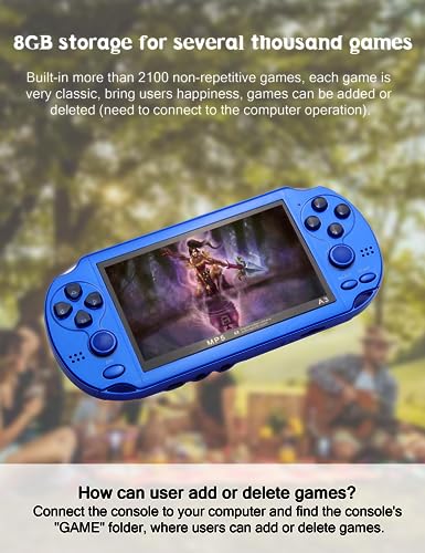 CZT Console de Jeux vidéo 4,3 Po 8 Go intégrée à 2100 Jeux gratuits pour Plusieurs simulateurs Console de Jeu Portable Vidéo/Musique Ebook Sortie TV Le Jeu Peut être archivé Cadeaux de Noël – Image 6