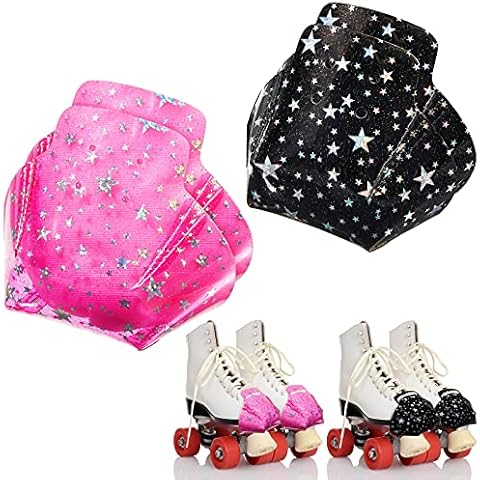Lenwen 4 Pcs Toe Cap Guards Protectors Roller Skate Cap Protectors Roller Skate Toe Caps Skate Protectors Roller Skate Toe Guards for Quad Roller Skate Protection (Black and Pink,Star Pattern) Cover