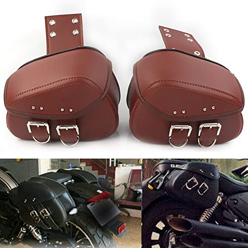 Bolsa para Herramientas de Motocicleta Bacar Pair, Bolsa Impermeable de PU, Duradera y Hecha a Mano, Bolsa de Alforja Marrón miniatura 3