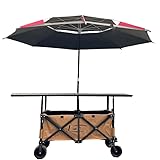 HNBCYRND Soporte de exhibición móvil con toldo Carro Plegable Resistente Carrito Compras Plegable Soporte portátil para Alimentos Vendedor Eventos al Aire Libre(120x72cm,Khaki)