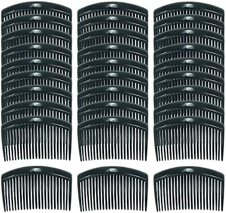 Cinaci 30 Pack Clear White Black Brown Plastic Hair Side Combs Slide Bun Holder with 23 Teeth DIY Headpieces Clips Grips Barrettes Accessories for Women Brides Veil (Black)