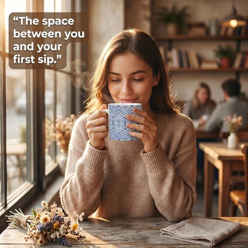 Image of U.P.C. UPC Set of 6 Coffee Mugs New Modern Design Fine Bone China Ceramics Tableware, (Coffee-Mug-1057A-Blue)